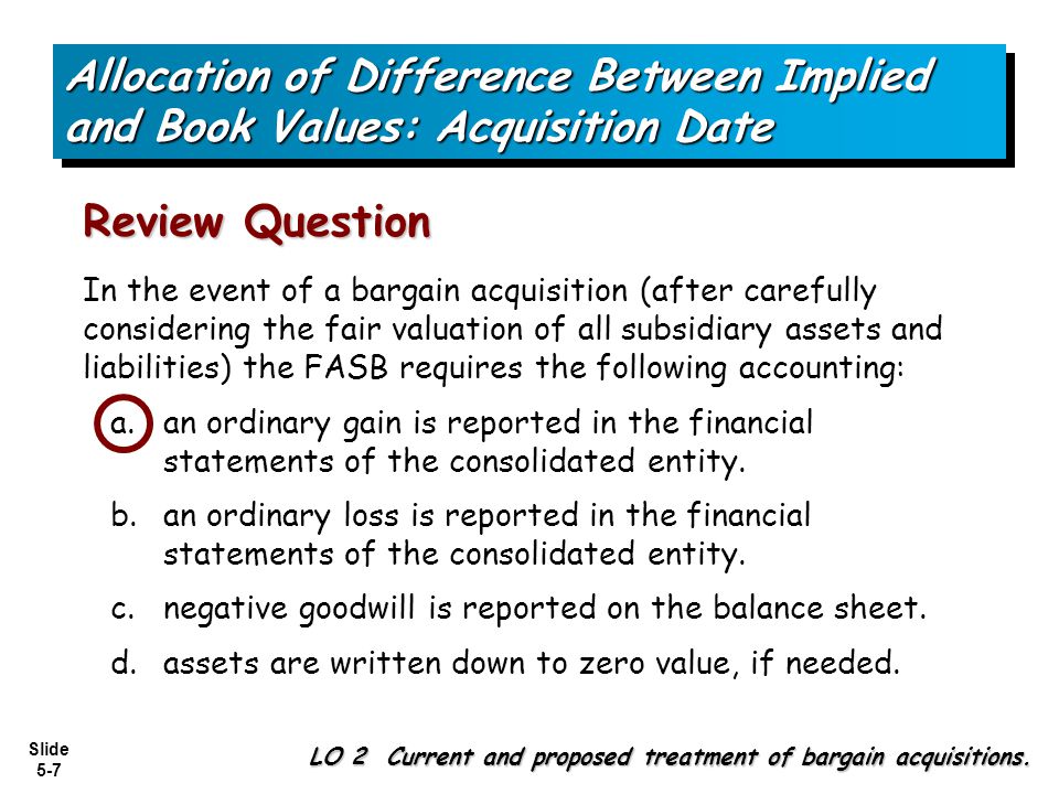 Balance sheet and acquisition date